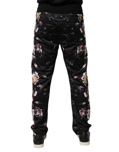 Dolce & Gabbana Black Floral Polyester Jogger Pants – IT44 | XS par Dolce & Gabbana | Disponible sur Sandy Store ByNet