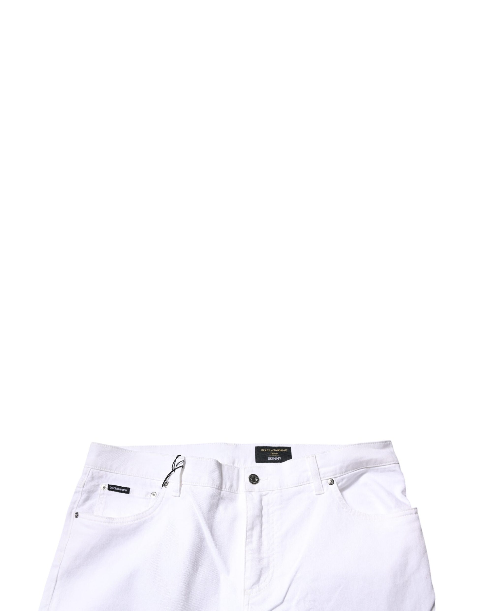 Dolce & Gabbana White Cotton Stretch Skinny Men Denim Jeans – IT44 | XS par Dolce & Gabbana | Disponible sur Sandy Store ByNet