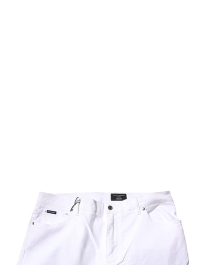 Dolce & Gabbana White Cotton Stretch Skinny Men Denim Jeans – IT44 | XS par Dolce & Gabbana | Disponible sur Sandy Store ByNet