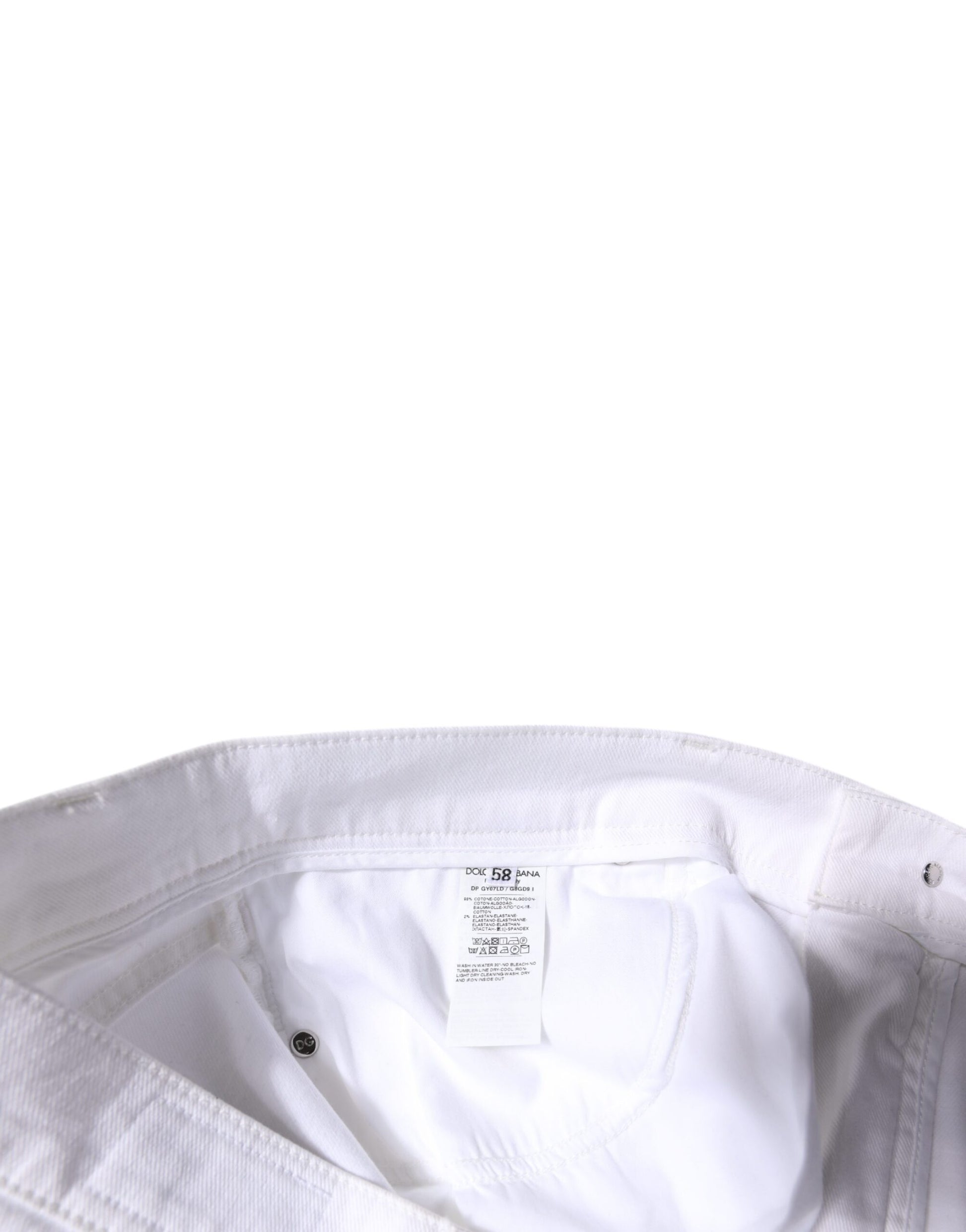Dolce & Gabbana White Cotton Stretch Skinny Men Denim Jeans – IT44 | XS par Dolce & Gabbana | Disponible sur Sandy Store ByNet