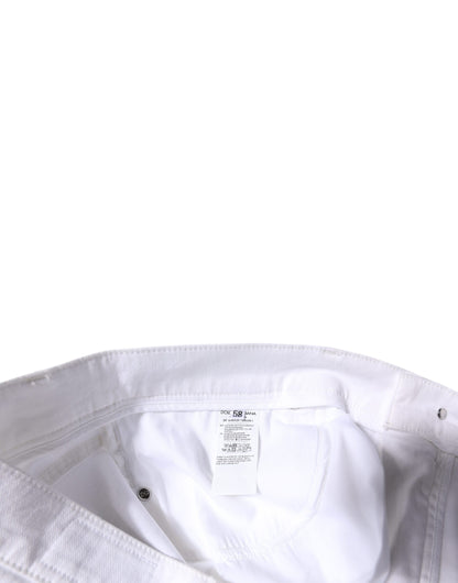Dolce & Gabbana White Cotton Stretch Skinny Men Denim Jeans – IT44 | XS par Dolce & Gabbana | Disponible sur Sandy Store ByNet