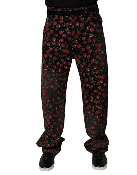 Dolce & Gabbana Black Cherry Cotton Straight Men Denim Jeans – IT48 | M par Dolce & Gabbana | Disponible sur Sandy Store ByNet