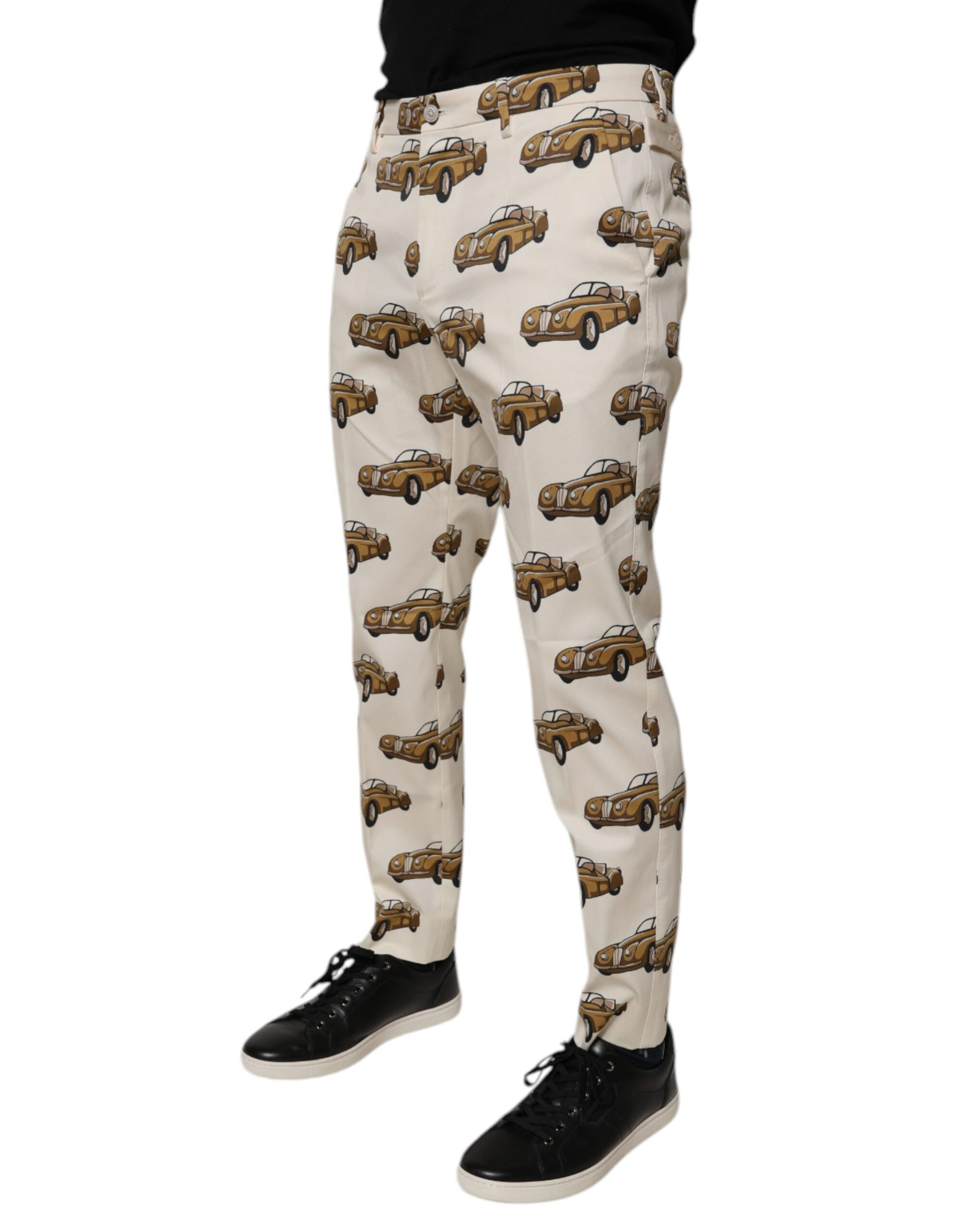 Dolce & Gabbana Off White Cars Cotton Skinny Men Denim Jeans – IT44 | XS par Dolce & Gabbana | Disponible sur Sandy Store ByNet
