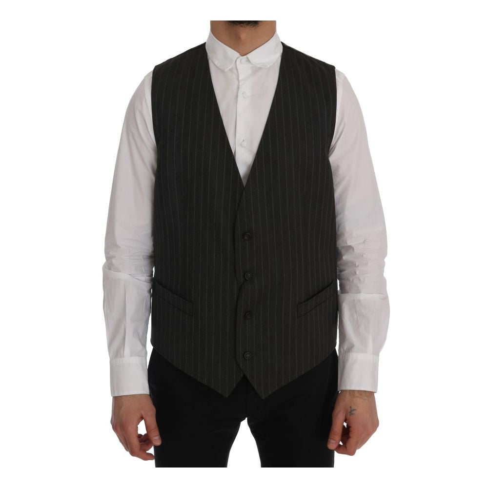 Dolce & Gabbana Gray Wool Vest – IT54 | XL par Dolce & Gabbana | Disponible sur Sandy Store ByNet