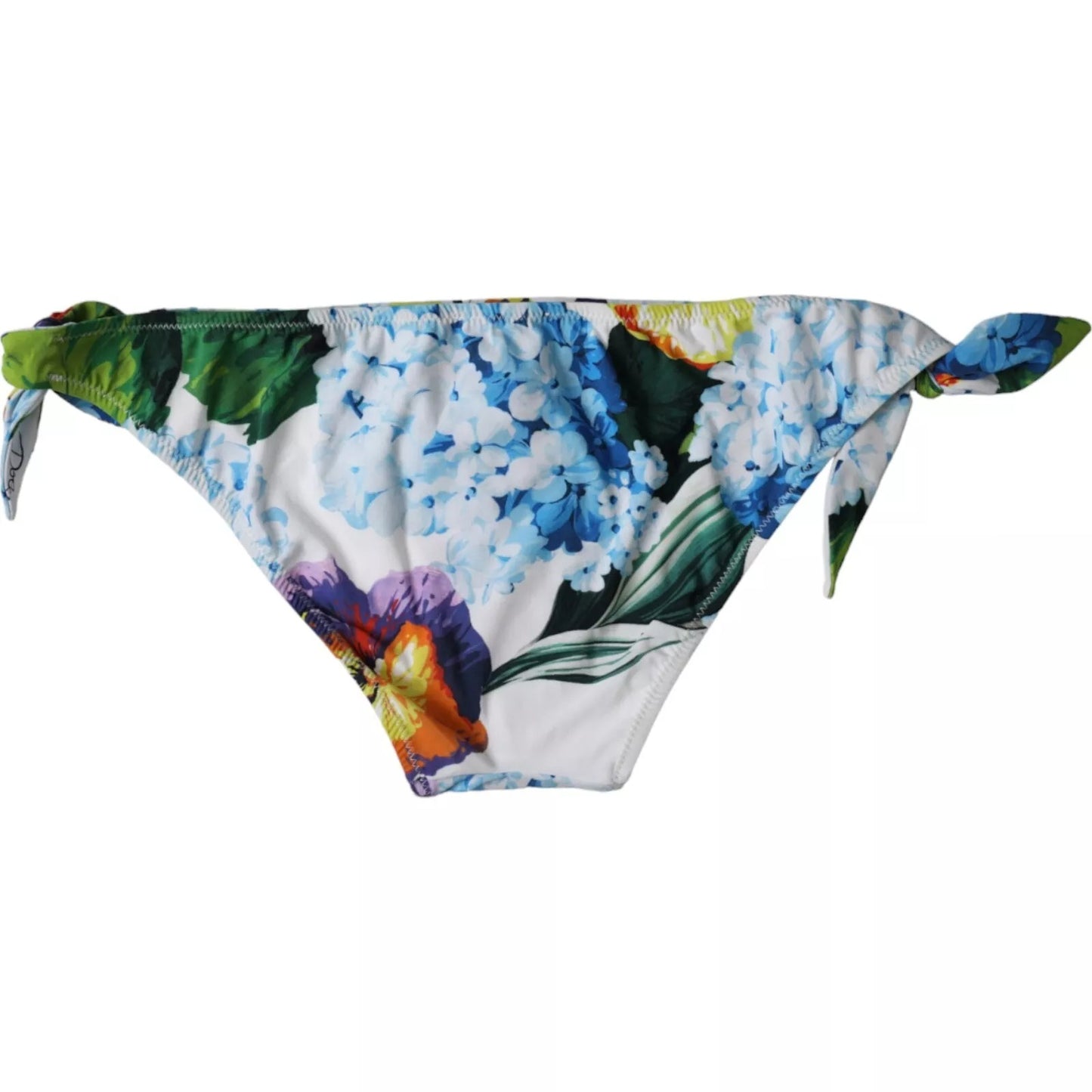 Dolce &amp; Gabbana White Floral Print Swimsuit Bikini Bottom Swimwear