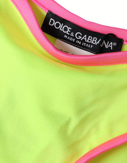 Dolce &amp; Gabbana Yellow Pink Nylon Swimwear Bottom Beachwear Bikini