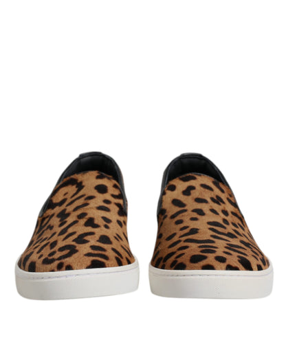 Dolce & Gabbana Brown Calfskin Fur Leopard Sneakers Shoes – EU41.5/US8.5 par Dolce & Gabbana | Disponible sur Sandy Store ByNet