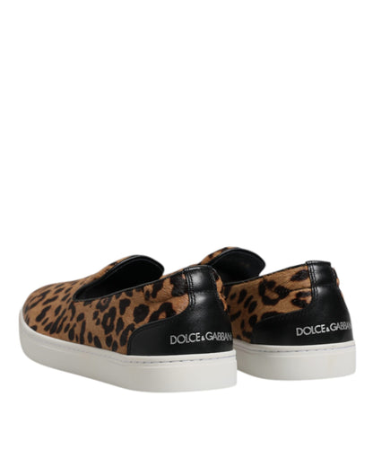 Dolce & Gabbana Brown Calfskin Fur Leopard Sneakers Shoes – EU41.5/US8.5 par Dolce & Gabbana | Disponible sur Sandy Store ByNet