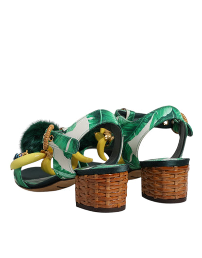 Dolce & Gabbana Green Crystal Fur Embellished Sandals Shoes – EU36.5/US6 par Dolce & Gabbana | Disponible sur Sandy Store ByNet