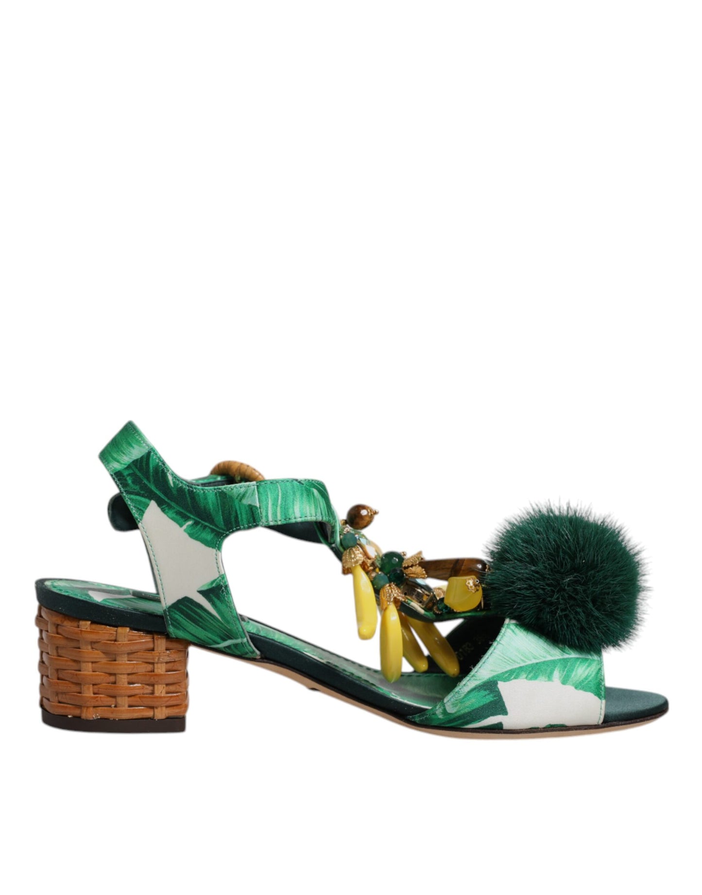 Dolce & Gabbana Green Crystal Fur Embellished Sandals Shoes – EU36.5/US6 par Dolce & Gabbana | Disponible sur Sandy Store ByNet
