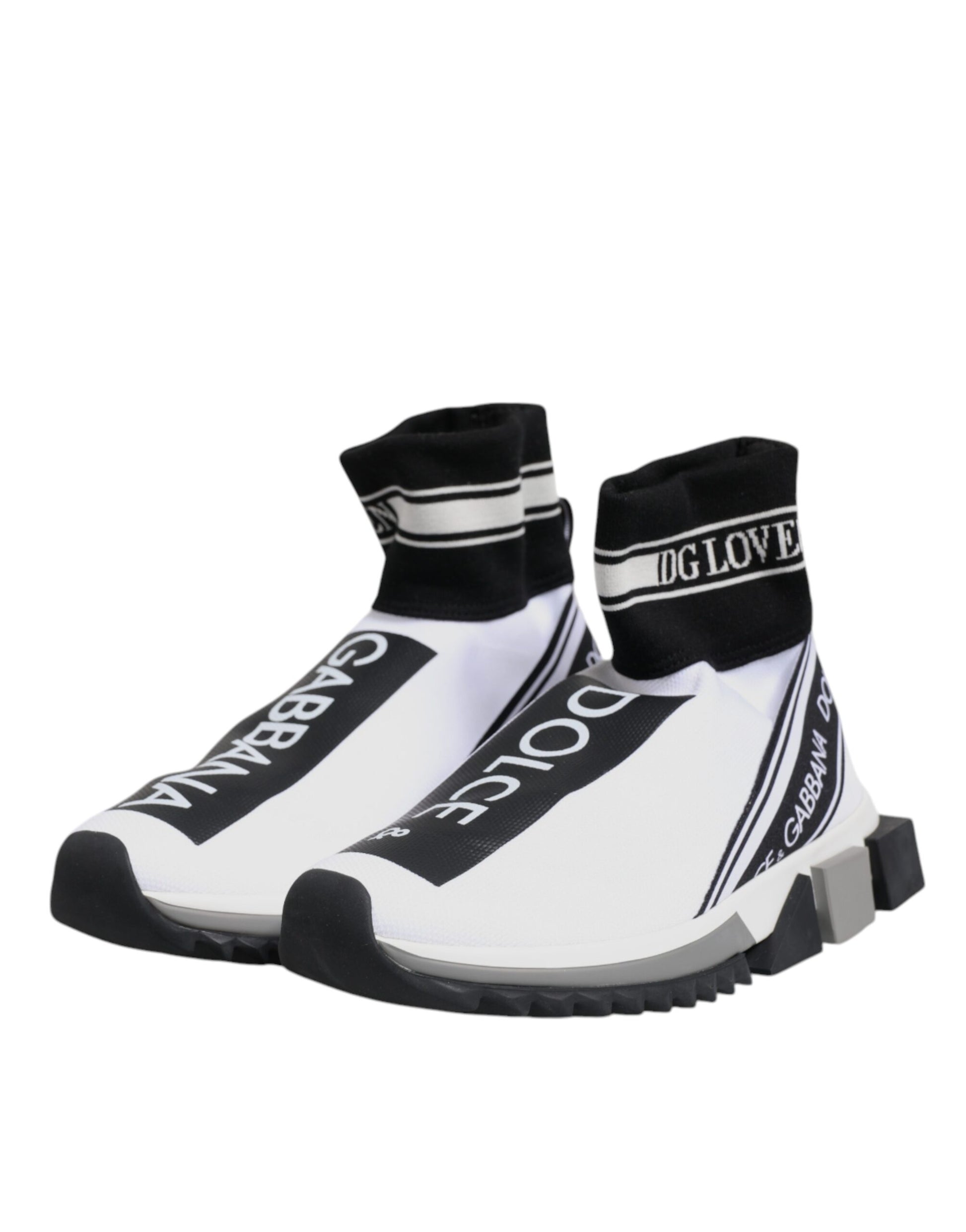 Dolce & Gabbana White Black Sorrento Socks Sneakers Shoes – EU38/US7.5 par Dolce & Gabbana | Disponible sur Sandy Store ByNet