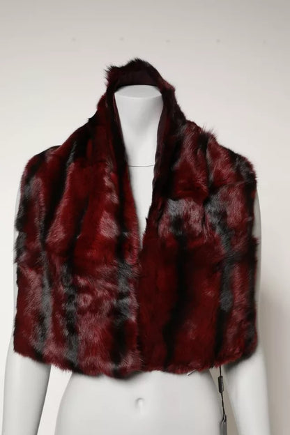 Dolce & Gabbana Black Red Stripe Fur Shawl Neck Wrap Scarf – par Dolce & Gabbana | Disponible sur Sandy Store ByNet