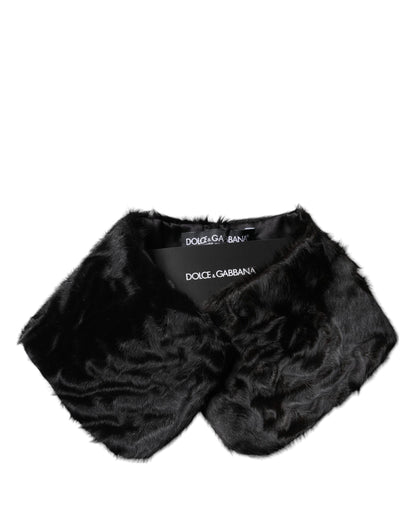 Bufanda cruzada para el cuello Dolce &amp; Gabbana con cuello de piel de cordero negra para mujer