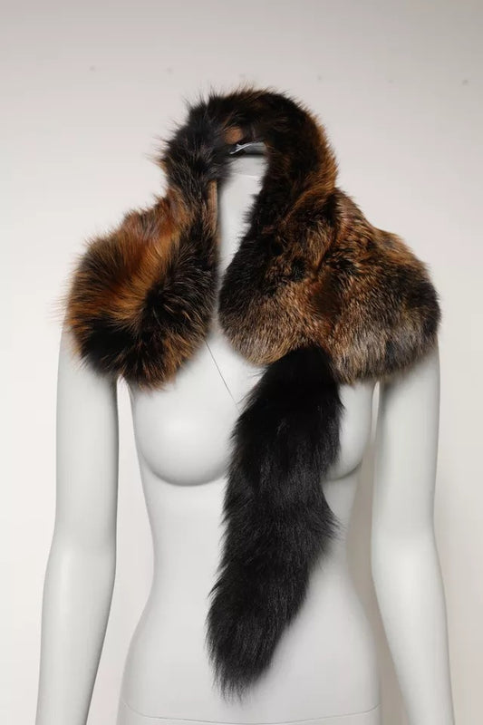 Bufanda de invierno Dolce &amp; Gabbana de piel de zorro marrón y rojo
