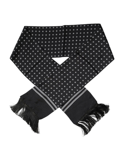 Dolce & Gabbana Black White Polka Dotted Silk Skinny Fringes Scarf – par Dolce & Gabbana | Disponible sur Sandy Store ByNet