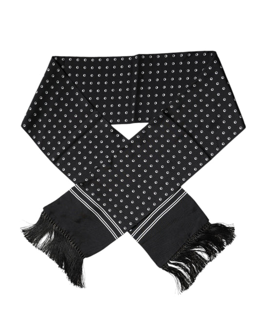 Dolce & Gabbana Black White Polka Dotted Silk Skinny Fringes Scarf – par Dolce & Gabbana | Disponible sur Sandy Store ByNet