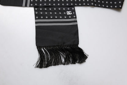 Dolce & Gabbana Black White Polka Dotted Silk Skinny Fringes Scarf – par Dolce & Gabbana | Disponible sur Sandy Store ByNet
