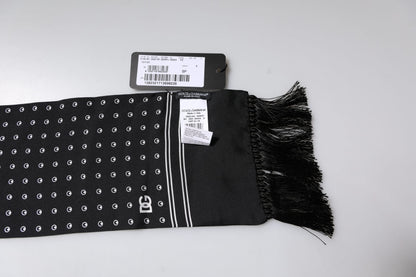 Dolce & Gabbana Black White Polka Dotted Silk Skinny Fringes Scarf – par Dolce & Gabbana | Disponible sur Sandy Store ByNet