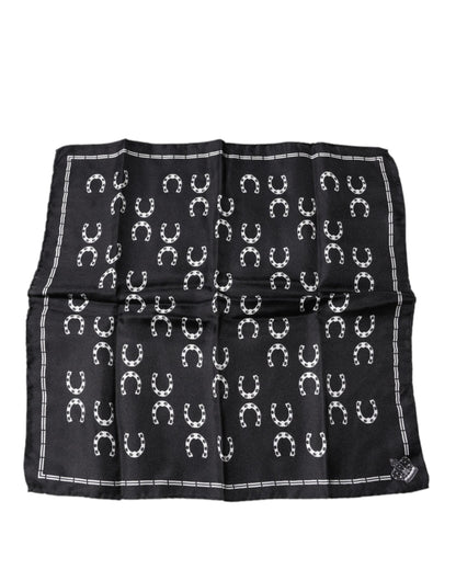 Dolce & Gabbana Black Horseshoe Silk Square Handkerchief Scarf – par Dolce & Gabbana | Disponible sur Sandy Store ByNet