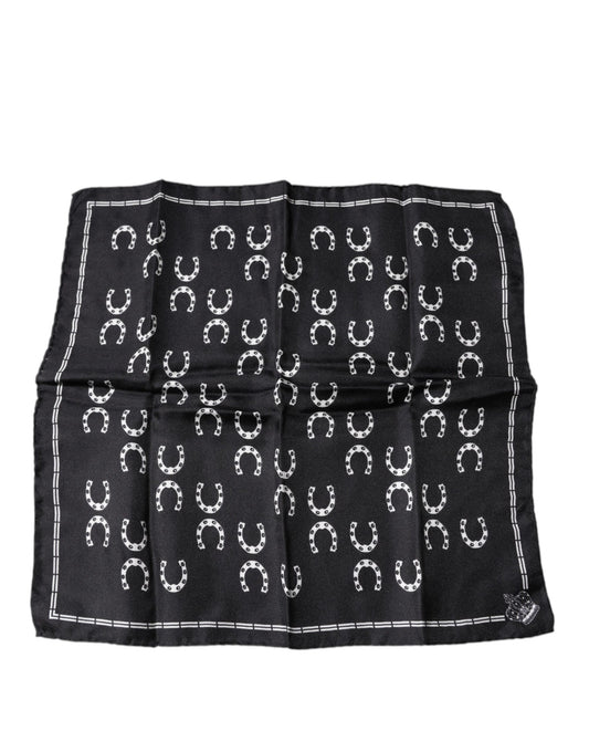 Dolce & Gabbana Black Horseshoe Silk Square Handkerchief Scarf – par Dolce & Gabbana | Disponible sur Sandy Store ByNet