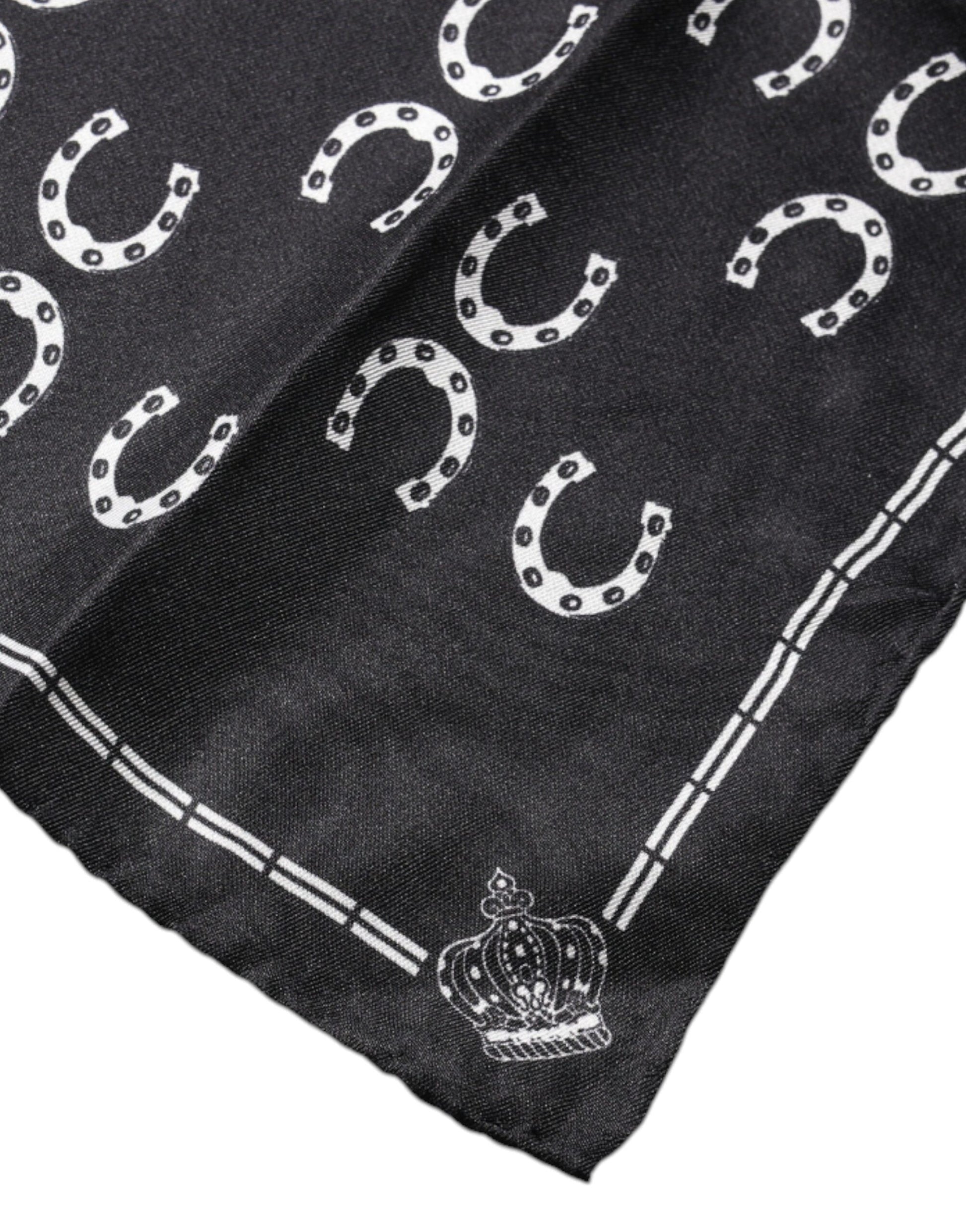 Dolce & Gabbana Black Horseshoe Silk Square Handkerchief Scarf – par Dolce & Gabbana | Disponible sur Sandy Store ByNet