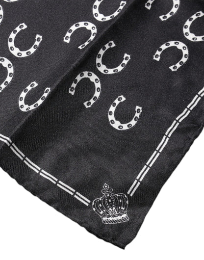 Dolce & Gabbana Black Horseshoe Silk Square Handkerchief Scarf – par Dolce & Gabbana | Disponible sur Sandy Store ByNet