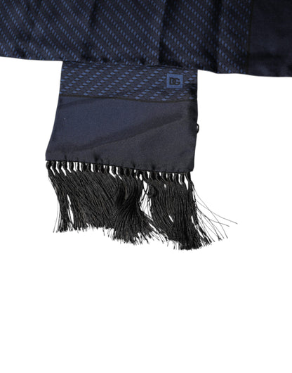 Dolce & Gabbana Dark Blue Fantasy Fringes Neck Wrap Scarf – par Dolce & Gabbana | Disponible sur Sandy Store ByNet