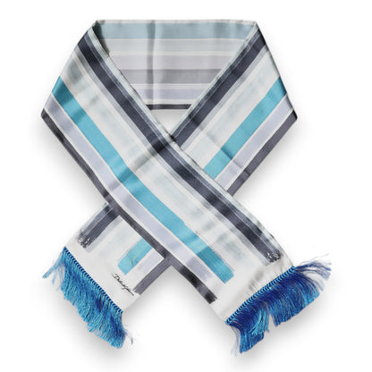 Dolce & Gabbana White Blue Stripes Silk Fringes Wrap Scarf – par Dolce & Gabbana | Disponible sur Sandy Store ByNet