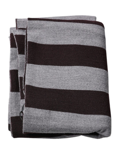 Dolce & Gabbana Black Gray Stripes Wool Neck Wrap Scarf – par Dolce & Gabbana | Disponible sur Sandy Store ByNet