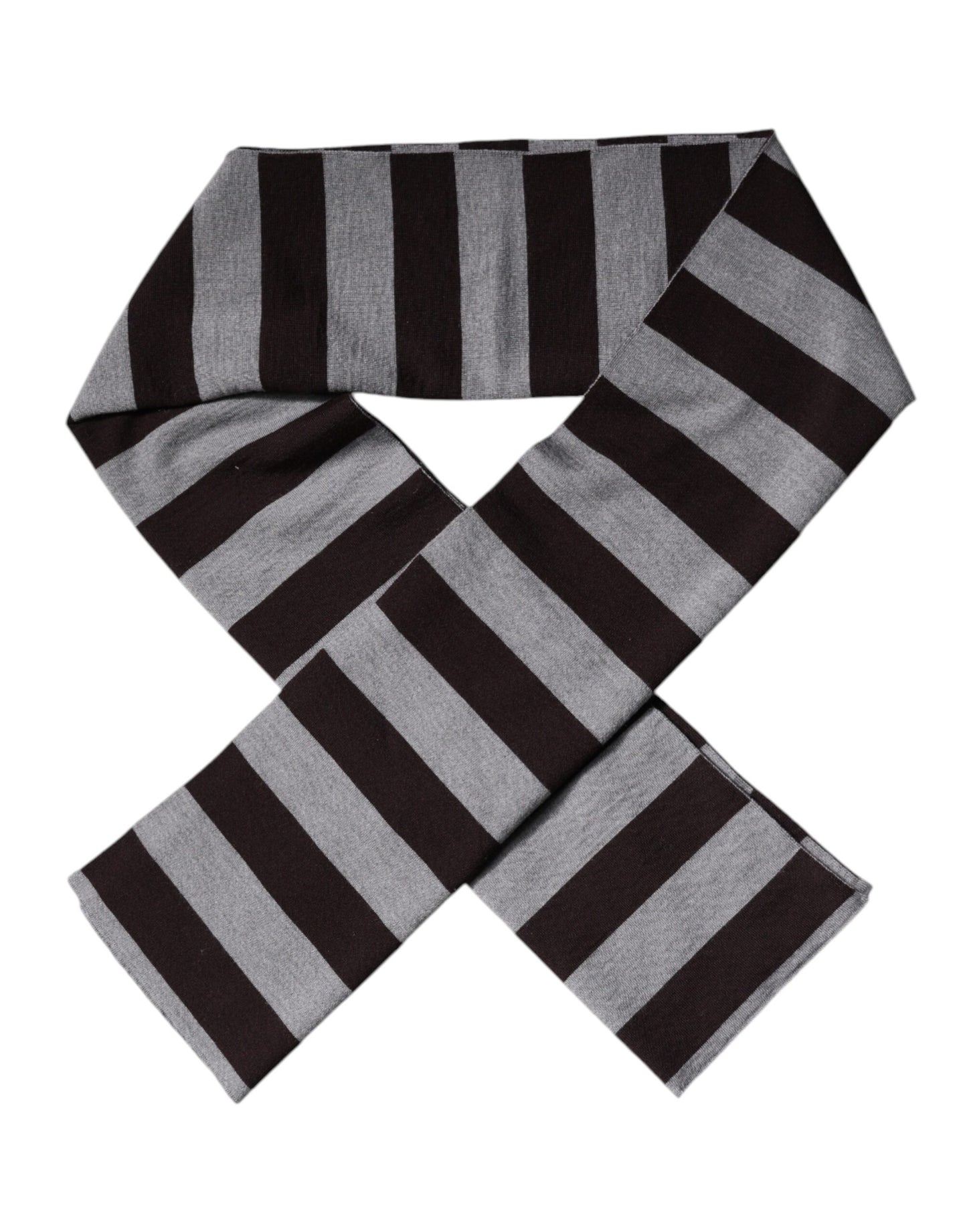 Dolce & Gabbana Black Gray Stripes Wool Neck Wrap Scarf – par Dolce & Gabbana | Disponible sur Sandy Store ByNet