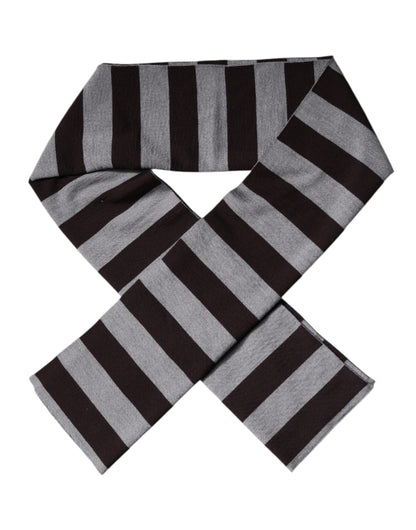 Dolce & Gabbana Black Gray Stripes Wool Neck Wrap Scarf – par Dolce & Gabbana | Disponible sur Sandy Store ByNet