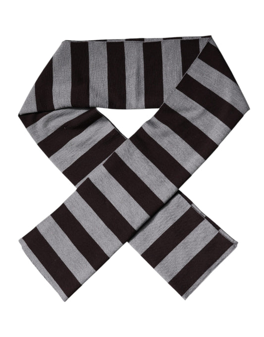 Dolce & Gabbana Black Gray Stripes Wool Neck Wrap Scarf – par Dolce & Gabbana | Disponible sur Sandy Store ByNet