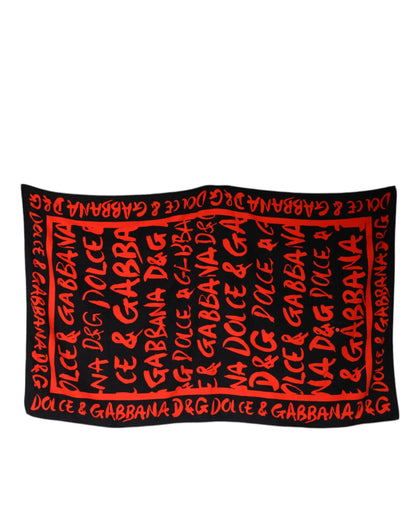 Dolce & Gabbana Black Red Logo Print Cotton Beach Towel – par Dolce & Gabbana | Disponible sur Sandy Store ByNet