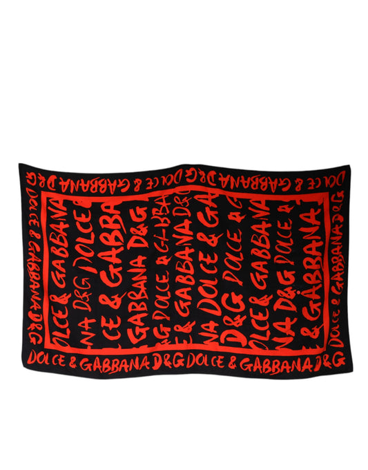 Dolce & Gabbana Black Red Logo Print Cotton Beach Towel – par Dolce & Gabbana | Disponible sur Sandy Store ByNet