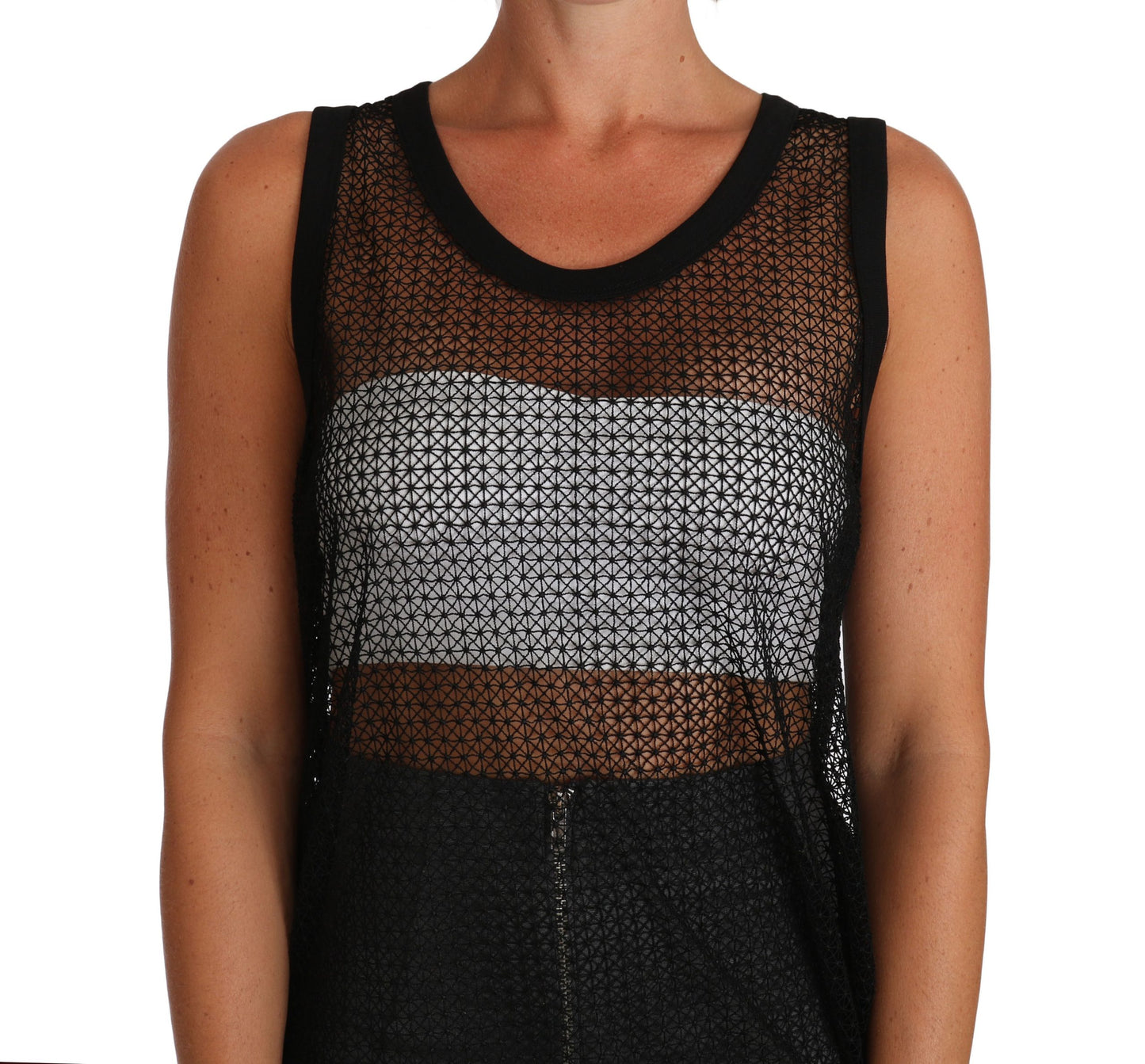 Dolce &amp; Gabbana Elegante top de malla negro sin mangas