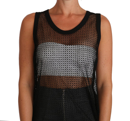 Dolce &amp; Gabbana Elegante top de malla negro sin mangas
