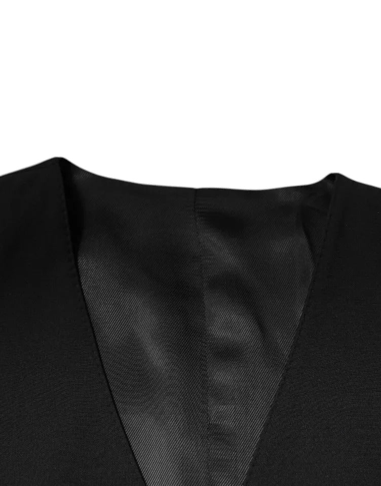 Dolce & Gabbana Black Wool Formal Dress Men Waistcoat Vest – IT48 | M par Dolce & Gabbana | Disponible sur Sandy Store ByNet
