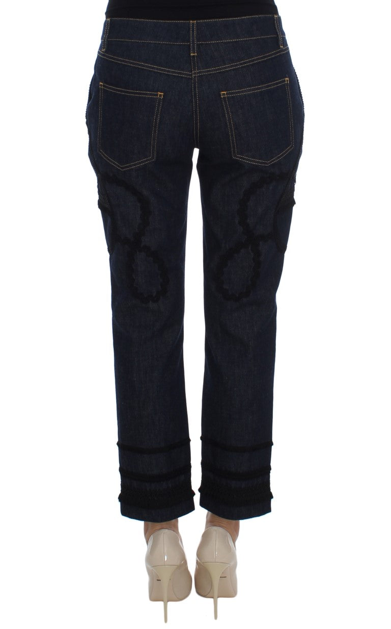 Dolce &amp; Gabbana Embroidered Capri Jeans for Elegant Styling