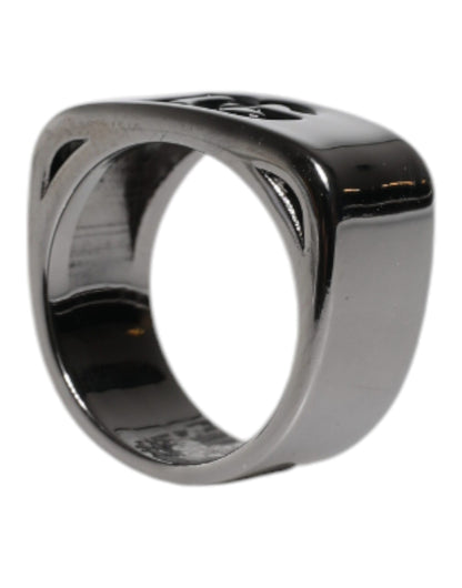 Dolce &amp; Gabbana Silver Tone Brass Anello DG Logo Ring