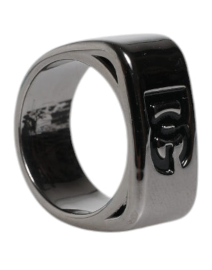 Dolce &amp; Gabbana Silver Tone Brass Anello DG Logo Ring