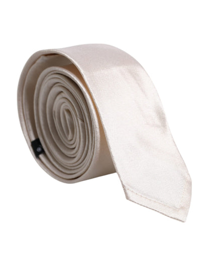 Dolce & Gabbana White Solid Silk Adjustable Necktie Tie – par Dolce & Gabbana | Disponible sur Sandy Store ByNet