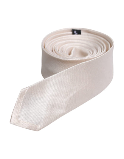 Dolce & Gabbana White Solid Silk Adjustable Necktie Tie – par Dolce & Gabbana | Disponible sur Sandy Store ByNet