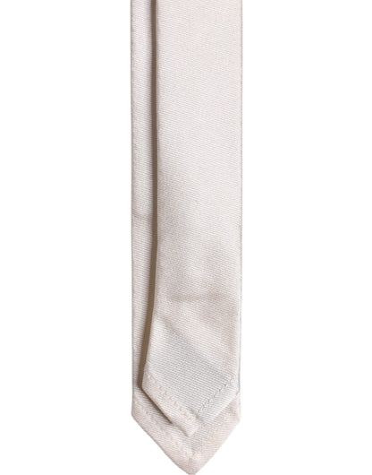 Dolce & Gabbana White Solid Silk Adjustable Necktie Tie – par Dolce & Gabbana | Disponible sur Sandy Store ByNet