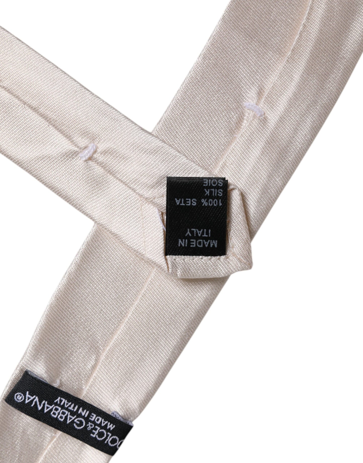 Dolce & Gabbana White Solid Silk Adjustable Necktie Tie – par Dolce & Gabbana | Disponible sur Sandy Store ByNet