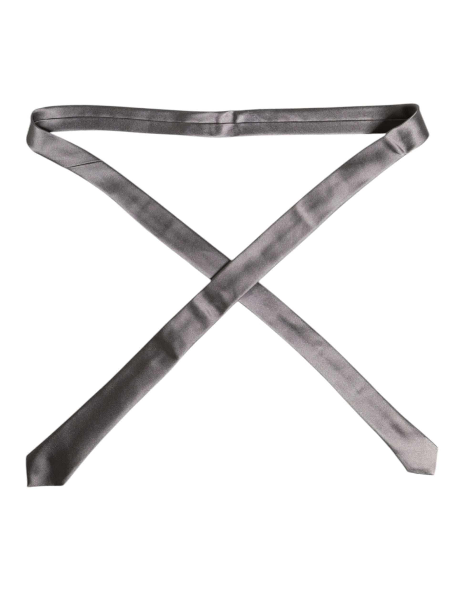 Dolce & Gabbana Metallic Silver Silk Adjustable Necktie Tie – par Dolce & Gabbana | Disponible sur Sandy Store ByNet
