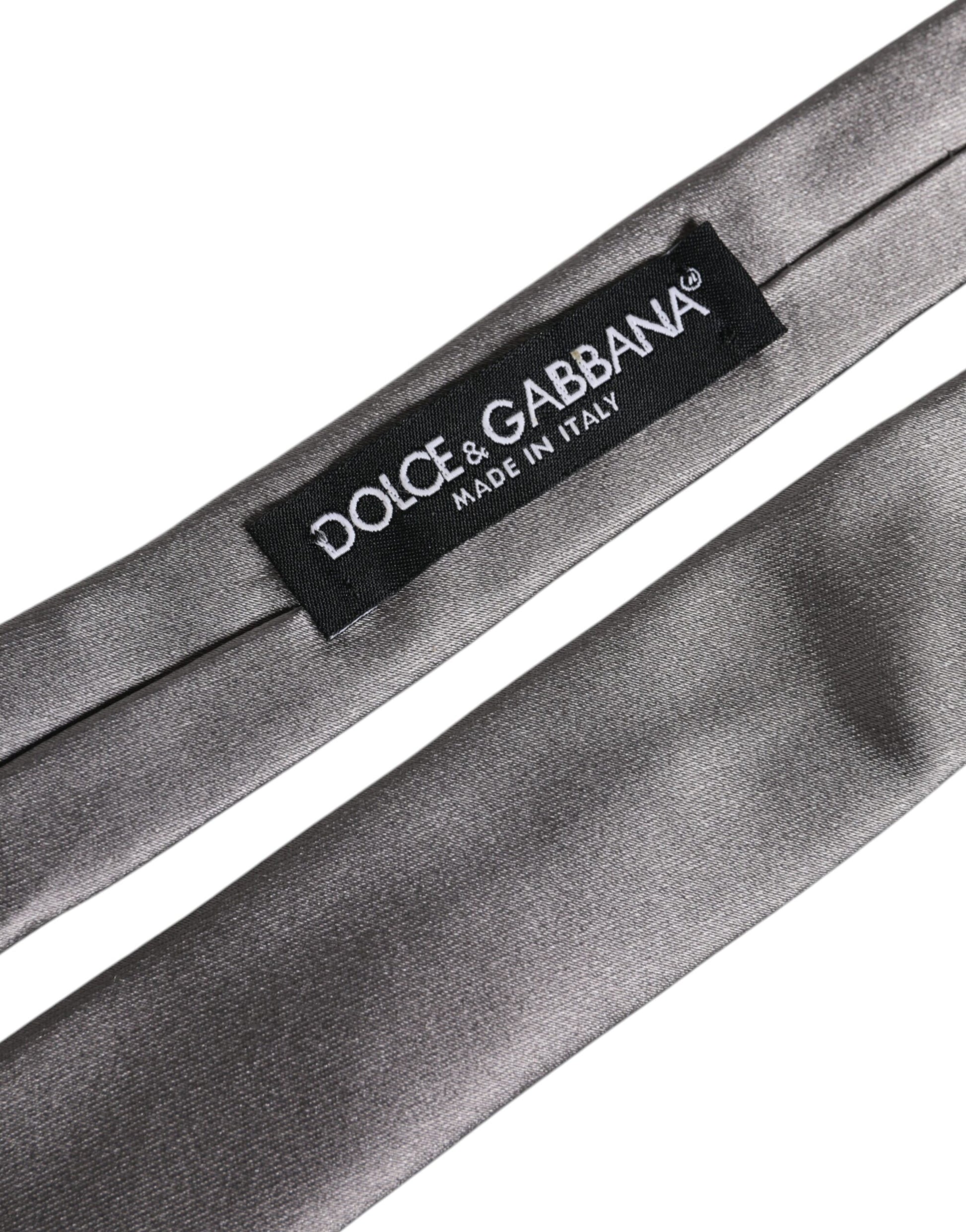 Dolce & Gabbana Metallic Silver Silk Adjustable Necktie Tie – par Dolce & Gabbana | Disponible sur Sandy Store ByNet