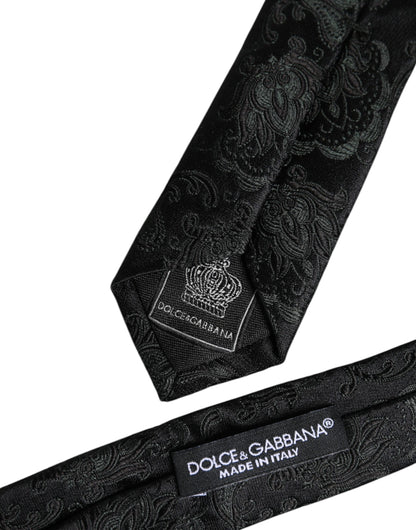 Dolce & Gabbana Dark Green Floral Silk Adjustable Necktie Tie – par Dolce & Gabbana | Disponible sur Sandy Store ByNet