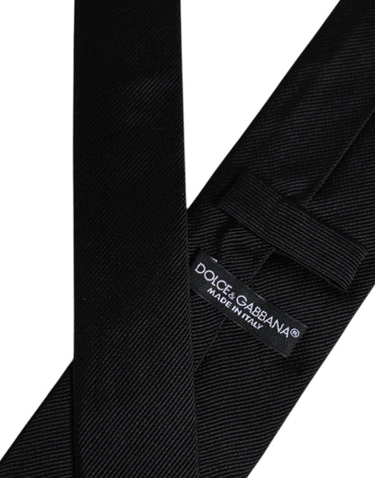 Dolce & Gabbana Black Solid Silk Adjustable Necktie Tie – par Dolce & Gabbana | Disponible sur Sandy Store ByNet