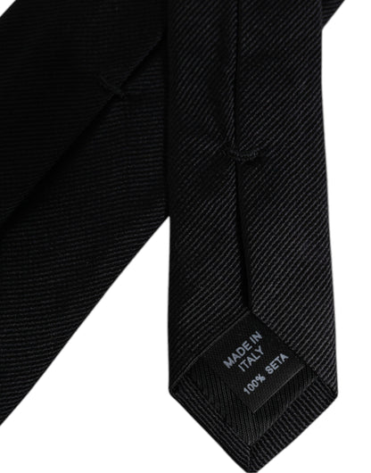 Dolce & Gabbana Black Solid Silk Adjustable Necktie Tie – par Dolce & Gabbana | Disponible sur Sandy Store ByNet
