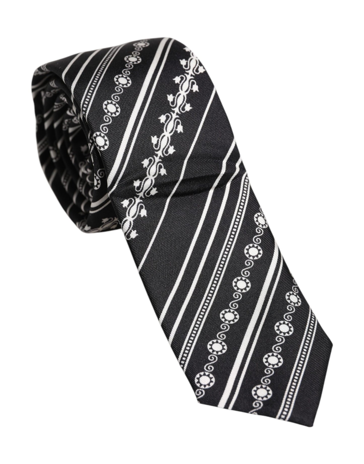 Dolce & Gabbana Black White Stripes Silk Adjustable Necktie Tie – par Dolce & Gabbana | Disponible sur Sandy Store ByNet
